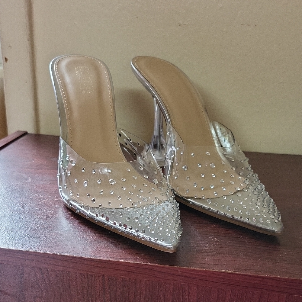 NWOT Elegant Silver Studded Women's Heels